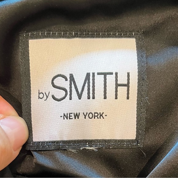 SMITH Black Elegant Long Sleeve Blouse Top With White Geometric Appliqué Size S - Picture 7 of 8